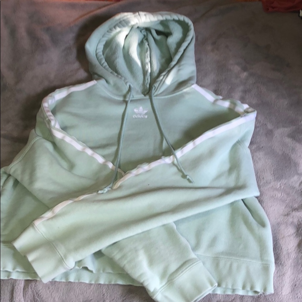 Adidas Three Stripe Cropped Hoodie